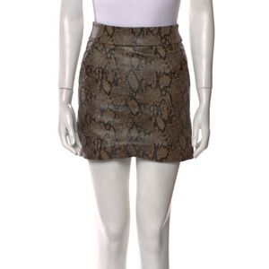 Frame Leather Snake Print Skirt